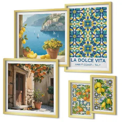Italian Amalfi citrus flowers gallery wall art print