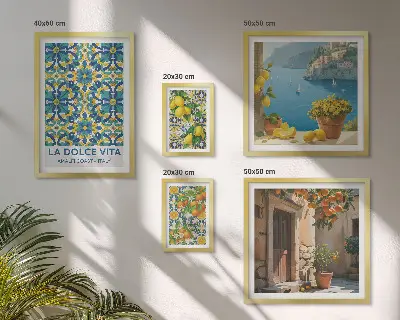 Italian Amalfi citrus flowers gallery wall art print
