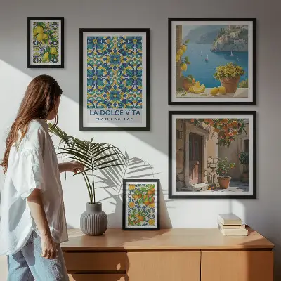Italian Amalfi citrus flowers gallery wall art print