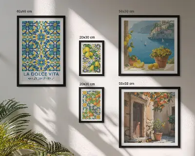 Italian Amalfi citrus flowers gallery wall art print