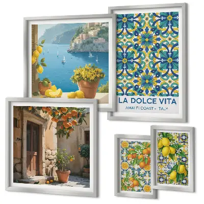 Italian Amalfi citrus flowers gallery wall art print