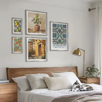 Italian citrus fruits framed photo set in a Mediterranean style