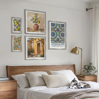 Framed photo set Italian citrus fruits Mediterranean style