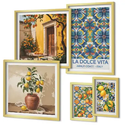 Italian citrus fruits framed photo set in a Mediterranean style