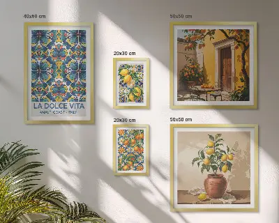Italian citrus fruits framed photo set in a Mediterranean style