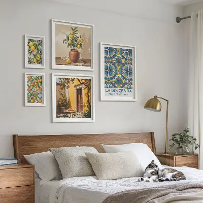Italian citrus fruits framed photo set in a Mediterranean style