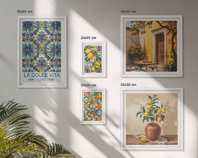 Framed photo set Italian citrus fruits Mediterranean style