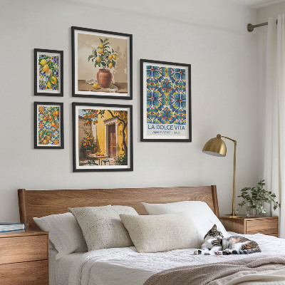 Framed photo set Italian citrus fruits Mediterranean style