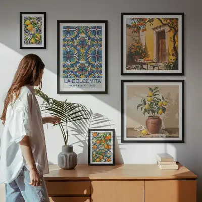 Italian citrus fruits framed photo set in a Mediterranean style