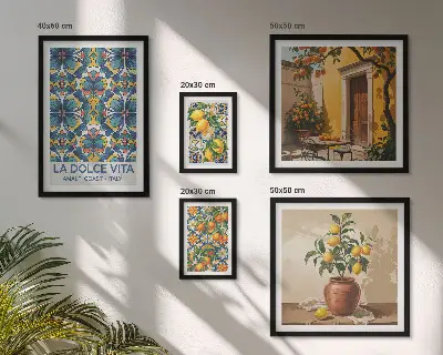 Italian citrus fruits framed photo set in a Mediterranean style