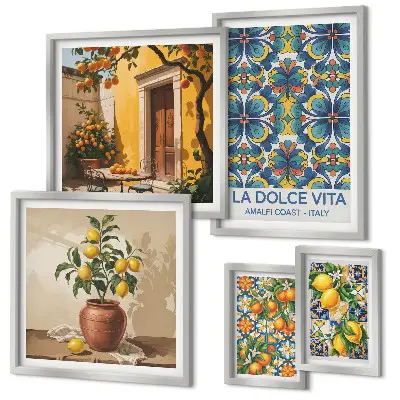 Italian citrus fruits framed photo set in a Mediterranean style