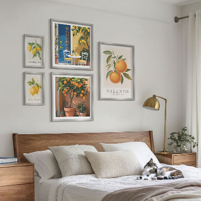 Set of 5 wall art pieces Fruity Italy rustic style