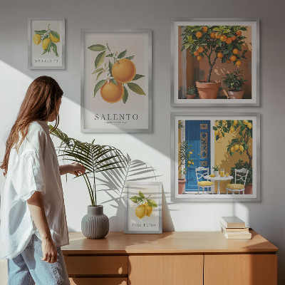 Set of 5 wall art pieces Fruity Italy rustic style