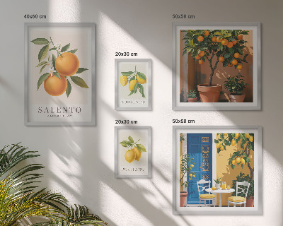 Set of 5 wall art pieces Fruity Italy rustic style