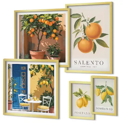 5-Piece rustic Italian fruit wall art set rustic Italian fruit theme