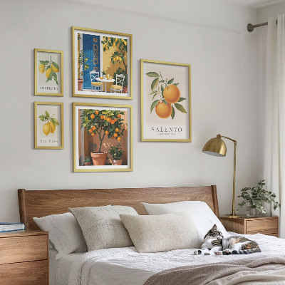 Set of 5 wall art pieces Fruity Italy rustic style