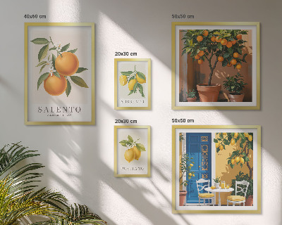 Set of 5 wall art pieces Fruity Italy rustic style
