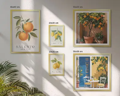 5-Piece rustic Italian fruit wall art set rustic Italian fruit theme