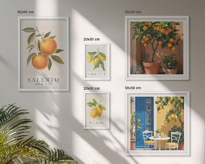 Set of 5 wall art pieces Fruity Italy rustic style