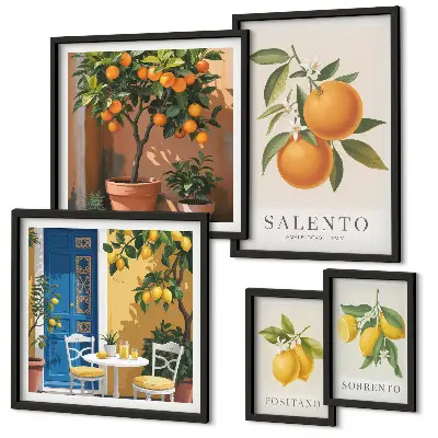 5-Piece rustic Italian fruit wall art set rustic Italian fruit theme