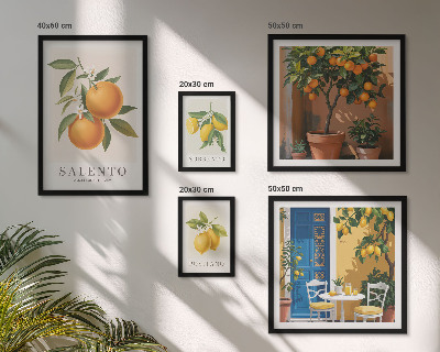 Set of 5 wall art pieces Fruity Italy rustic style