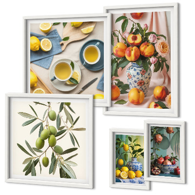 Framed photo set Fruits and flowers rustic decoration