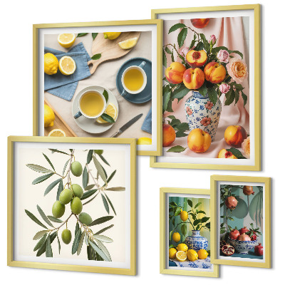 Framed photo set Fruits and flowers rustic decoration