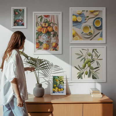 Framed photo set Fruits and flowers rustic decoration