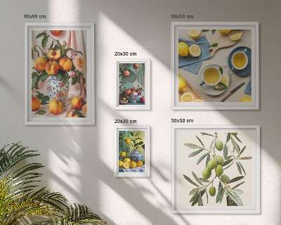 Framed photo set Fruits and flowers rustic decoration