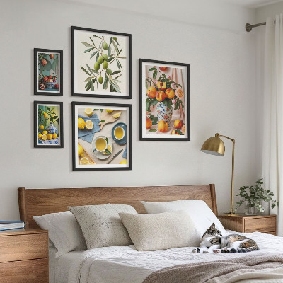Framed photo set Fruits and flowers rustic decoration