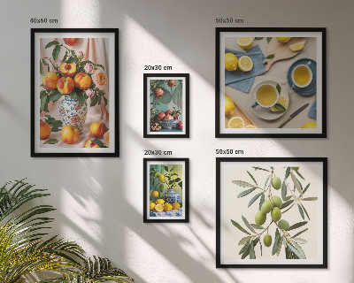 Framed photo set Fruits and flowers rustic decoration