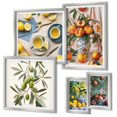 Framed photo set Fruits and flowers rustic decoration