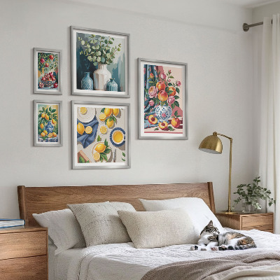Set of 5 wall art pieces Floral fruit compositions