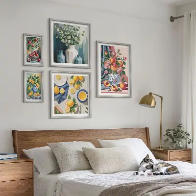 Floral fruit compositions wall art set of 5 pieces