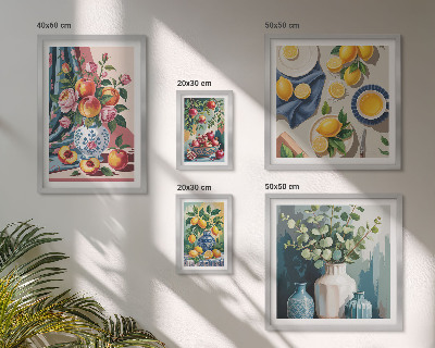 Set of 5 wall art pieces Floral fruit compositions