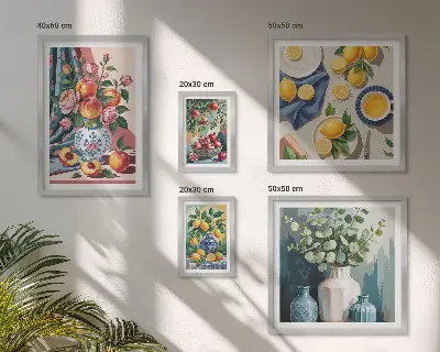 Floral fruit compositions wall art set of 5 pieces