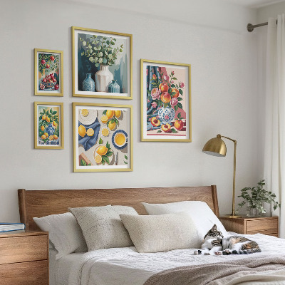 Set of 5 wall art pieces Floral fruit compositions