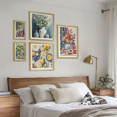 Floral fruit compositions wall art set of 5 pieces