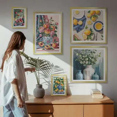 Floral fruit compositions wall art set of 5 pieces