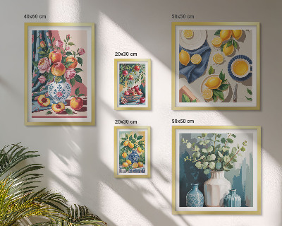 Set of 5 wall art pieces Floral fruit compositions