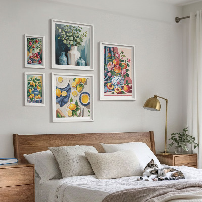 Set of 5 wall art pieces Floral fruit compositions