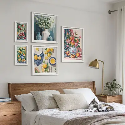 Floral fruit compositions wall art set of 5 pieces