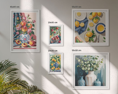 Set of 5 wall art pieces Floral fruit compositions