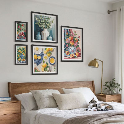 Set of 5 wall art pieces Floral fruit compositions