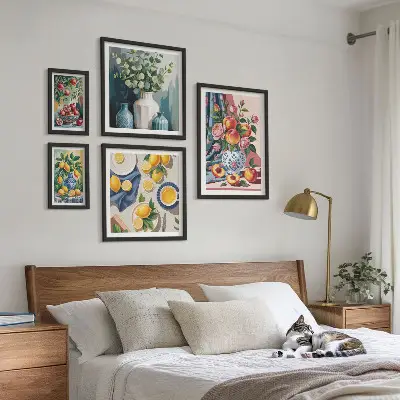 Floral fruit compositions wall art set of 5 pieces