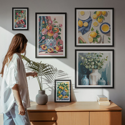 Set of 5 wall art pieces Floral fruit compositions