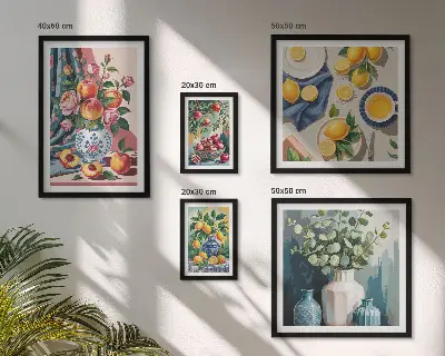 Floral fruit compositions wall art set of 5 pieces
