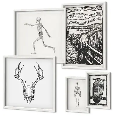 Framed photo print set featuring surrealist nature and human themes