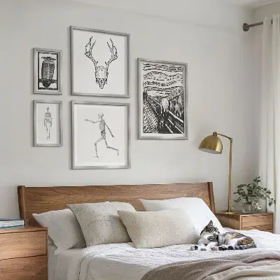 Framed photo print set featuring surrealist nature and human themes