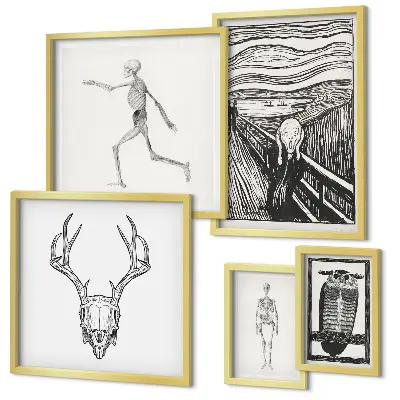 Framed photo print set featuring surrealist nature and human themes